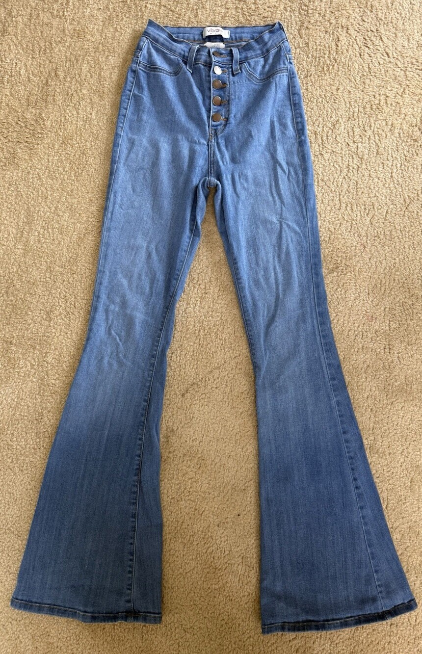 Vibrant MIU Jeans Size 5 Wide Bell Bottoms Bootcut Flare Medium Wash Blue